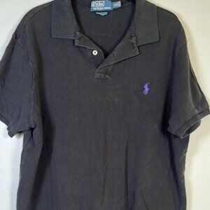 Polo Ralph Lauren Men's XL Classic Fit Black with PURPLE Polo Shirt!